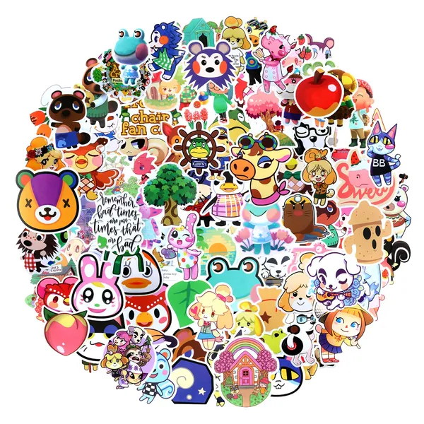 EKKONG 100pcs Animal Crossing Laptop Vinyl Aufkleber - Wasserdicht für Snowboard Motorrad Fahrrad Telefon Computer DIY Tastatur Autofenster Stoßstange Wandgepäck Aufkleber Graffiti Patches