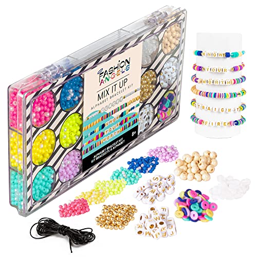 Fashion Angels Mix It Up 500+ Preppy Bracelet Kit - Round Colored Beads and Alphabet Beads for Friendship Bracelets - Clay Bead Bracelet Kit with Bead Box Organizer - Ages 8 and Up - Mix It Up 500+ Alphabet Bracelet Kit