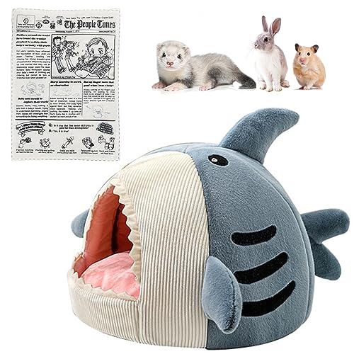 Ferret Bed Cave and Hideouts | Ferret Hammock for Cage | Ferret Hideaway Bed Accessories | for Small Pet Cushion Long Plush Soft Washable for Ferret & Small Animals (Shark Shape) - Shark shape