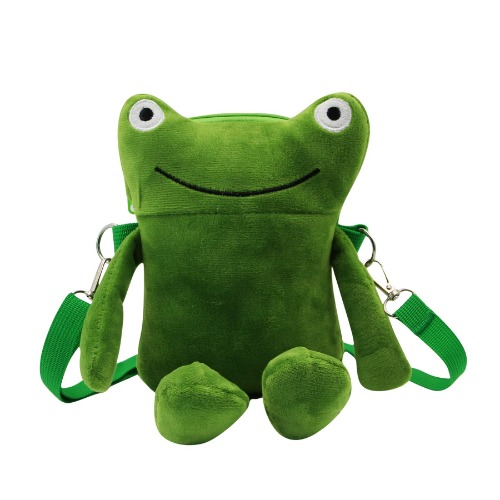 ANKOMINA Women Kids Cute Plush Frog Crossbody Bag Small Cell Phone Wallet Coin Purse Bag Shoulder Handbag - Army Green
