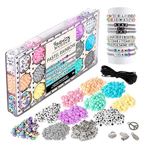 Fashion Angels Tell Your Story Alphabet Bead Bracelet Making Activity Kit with Over 1,500 Beads and Super Cute Bead Organizer Case That Makes Over 30 Bracelets, Ages 8 and Up - Pastel Bead Case