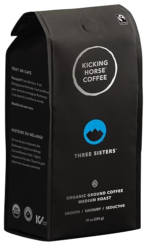 Kicking Horse Coffee - Three Sisters Blend ;Ground 100% Arabica Coffee ; Medium Roast ; All Organic & Fairtrade ; 284 g - Three Sisters - 284 g (Pack of 1)