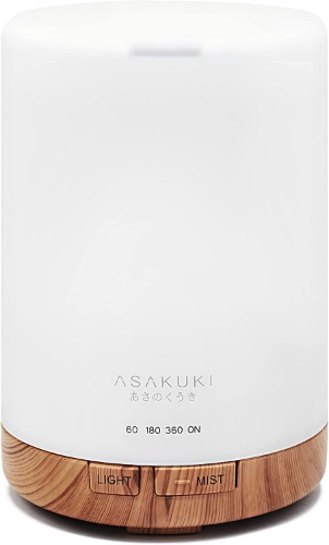 ASAKUKI 300ML Essential Oil Diffuser, Quiet 5-in-1 Premium Humidifier, Natural Home Fragrance Aroma Diffuser with 7 LED Color Changing Light and Auto-Off Safety Switch - Brown
