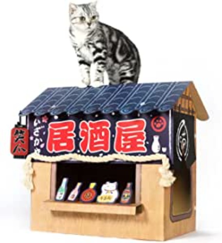 SMILE PAWS Cardboard Cat House, Cat Condo, Cat Izakaya Bar Scratcher