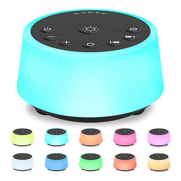 Color Noise Sound Machines with 10 Colors Night Light 25 Soothing Sounds and Sleep White Noise Machine 32 Volume Levels 5 Timers Adjustable Brightness Memory Function for Adults Kids Baby (Black) - Black