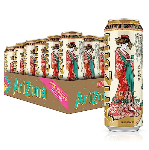 AriZona Diet Green Tea with Ginseng and Honey - Big Can, 22 Fl Oz (Pack of 24) - Diet Green Tea