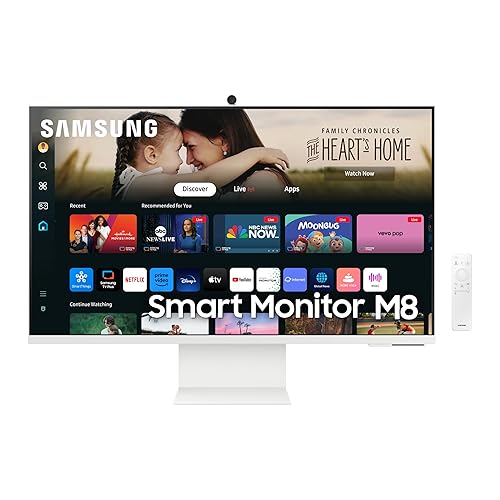 SAMSUNG 32-Inch M8 (M80D) Series 4K UHD Smart Monitor with Streaming TV, Speakers, HDR10+, AI Upscaling, USB-C, Ergonomic Stand, SlimFit Camera, Gaming Hub, LS32DM801UNXZA, 2024 - Warm White - 32-Inch - M80D (2024 Refresh) - Adjustable Stand with Pivot