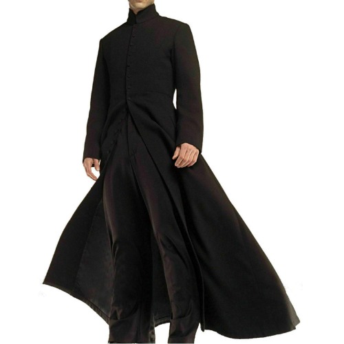 Neo Matrix Heavy Duty Cotton Keanu Reeves Black Gothic Cosplay Trench Coat