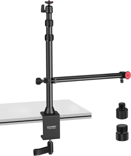 NEEWER Tabletop Camera Mount Stand Tripod with Flexible Arm, Overhead Height Adjustable Light Stand Mount with Table Mounting Clamp, Swiveling Ball Head for DSLR Camera, Phone, LED Light, Webcam