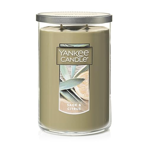 Yankee Candle Sage & Citrus Scented, Classic 22oz Large Tumbler 2-Wick Candle, Over 75 Hours of Burn Time - Green - Classic Large 2-Wick Tumbler
