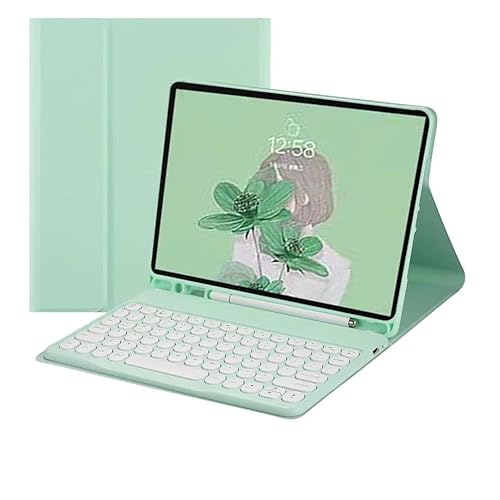 QIYIBOCASE Galaxy Tab S6 Lite 2024/2022/2020 Keyboard Case with S Pen Holder, Magnetic Detachable Round Keys Keyboard Case for S6 lite (SM-P620/P625/P613/P619/P615/P610) (Mint Green) - S6 Lite 2024/2022/2020 - Mint Green