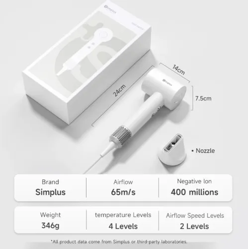 Simplus Ultra High Speed Hair Dryer | Hyper-SIM X2 White