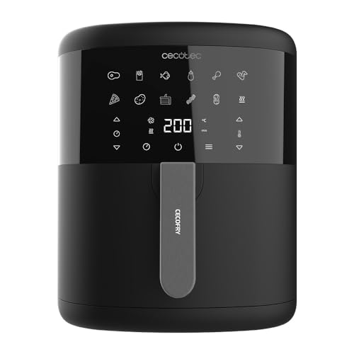 Cecotec Freidora sin Aceite 6 L de Aire Caliente Cecofry Bombastik 6000. 1700 W, Tecnología PerfectCook, Regulación de Temperatura y Tiempo, Control Táctil, 12 Modos, Temporizador - Negro 6l