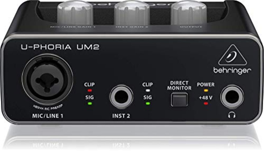 Behringer UM2 Interfaz de audio USB Audiophile 2x2 con preamplificador de micrófono XENYX - UM2 - Individual - Interface de audio