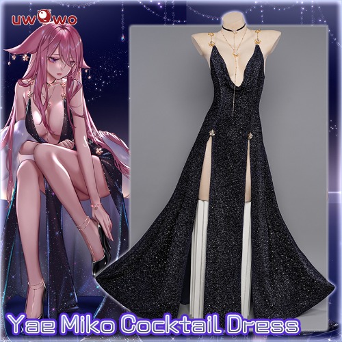 In Stock UWOWO Genshin Impact Fanart: Yae Miko Cosplay Cocktail Dress Purim Halloween Christmas Costume Formal Wear Sexy Costume