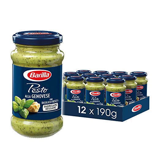 Barilla Pasta Sauce, Genovese Pesto Sauce, Basil Pesto, Authentic Italian Taste, Bulk Pack of 12 x 190 g - Genovese