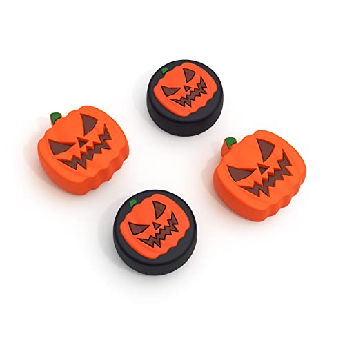 Halloween Thumb Grip Caps for Nintendo Switch Joy-Con, Cute Silicone Joystick Cap Covers Accessories Compatible with Nintendo Switch/OLED/Lite Joycon, 4PCS Pumpkin - A-Pumpkin