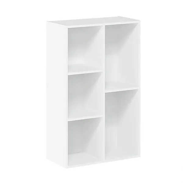 Furinno Luder Bookcase / Book / Storage , 5-Cube, White - White - 5-Cube