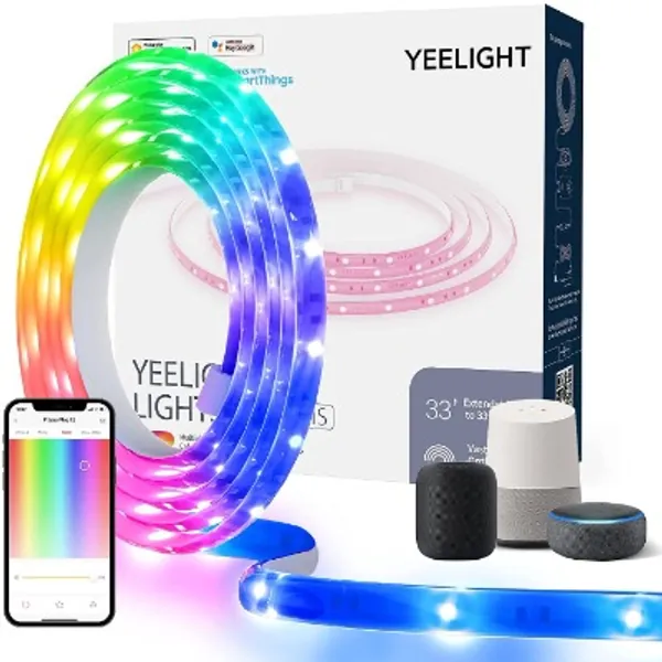 YEELIGHT Smart Led Strip Lights,6.5 FT WiFi RGB Led Light Strips Music Sync,App  Voice Control,Work with Razer Chroma,Homekit,Siri,Alexa,Google,Flexible Led Lights for TV,Bedroom,Room