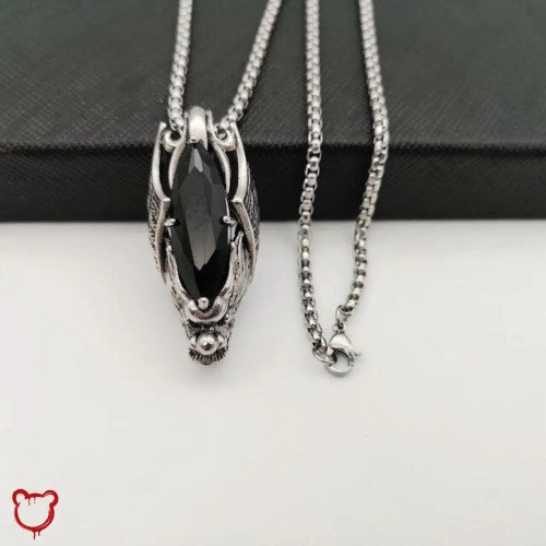 Savage Crystal Bat Necklace - Black stone / 60cm