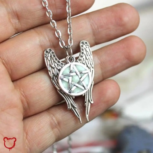 Glow-in-the-Dark Angel Wings Necklace