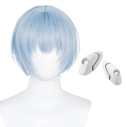 Ice Blue Himmel Wig for Sousou no Frieren Cosplay Wig + Hairpin Anime Short Unisex Straight Fluffy Halloween Costume Hair Wig + Cap - Ice Blue-1