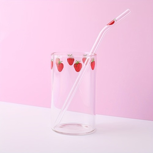 1pc, Tasse En Verre Résistant À La Chaleur Transparente Avec Paille, Tasse D'eau Mignonne Kawaii, Tasses À Café, Tasses À Boire, Vaisselle D'été Et D'hiver