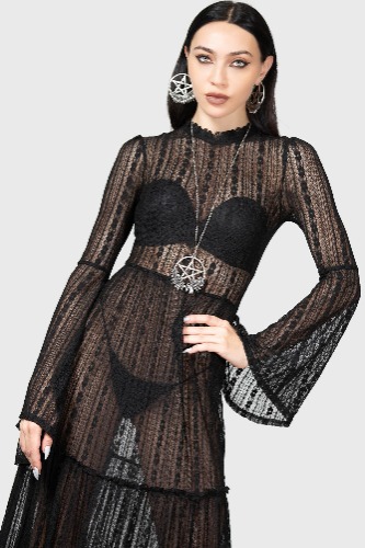 Amanita's Sorrow Maxi Dress [B] | M / Black / 98% Polyamide 2% Elastane