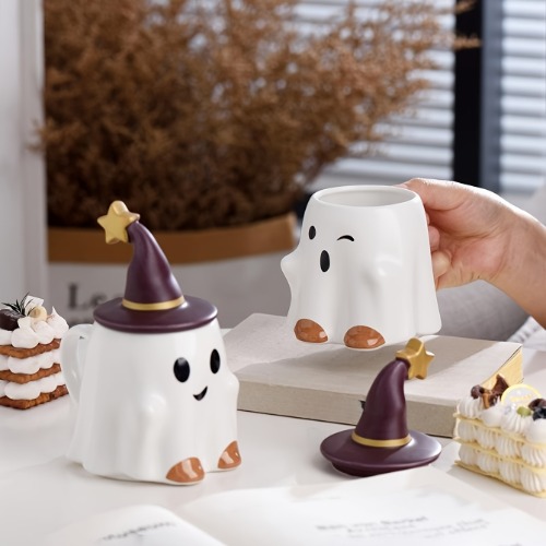 Tasse À Café Fantôme D'Halloween Avec Couvercle