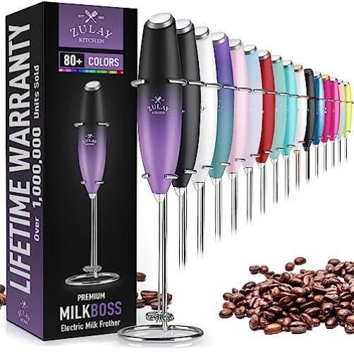 Zulay Powerful Milk Frother Handheld Foam Maker for Lattes - Whisk Drink Mixer for Coffee, Mini Foamer for Cappuccino, Frappe, Matcha, Hot Chocolate by Milk Boss (Galaxy) - Galaxy