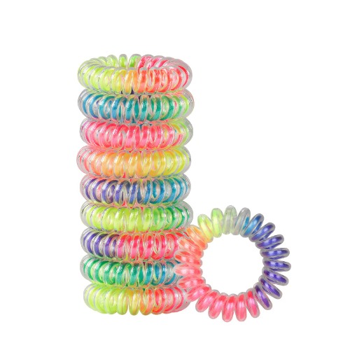 9pcs Matte spiral Traceless hair ties,Phone Cord Hair Ties for Women and Girls ,Coil Ponytail Holder,Comfortable wear-resistant hair ring Waterproof spiral hair ties (rainbow) - rainbow