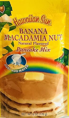 Hawaiian Natural Flavored Pancake Mix! Choose From Macadamia Nut Flavors! Just Add Water! 6oz Package! (Banana Macadamia Nut) - Banana Macadamia Nut