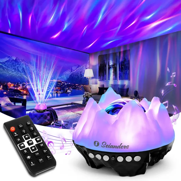 Night Light Star Projector, Seianders Aurora Projector for Bedroom, Galaxy Light Projector with Bluetooth Music Speaker & White Noise, LED Bedside Lamp for Kids Adults, Home Decor, Ceiling, Party - Agate Black