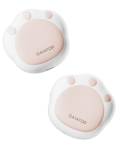 Gaiatop Hand Warmers Rechargeable, 2 Pack Cute Cat Paw Shaped 3 Levels 4000 mAh Electric Hand Warmer, Reusable Portable Pocket Hot Hands Heater Gifts for Women Men Raynauds Hunting Camping - White