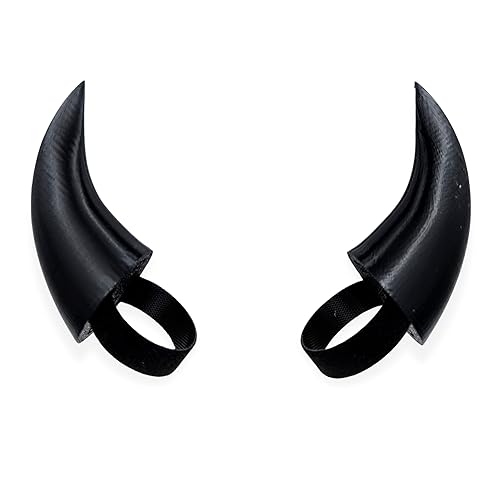 BeamTeam3D Demon Horns for Headphones - Small Devil Headphone Attachment in Various Colors with Self Fastener - Cosplay Devil Ears for Gamers and Streamers (Set of 2) (Black) - Black