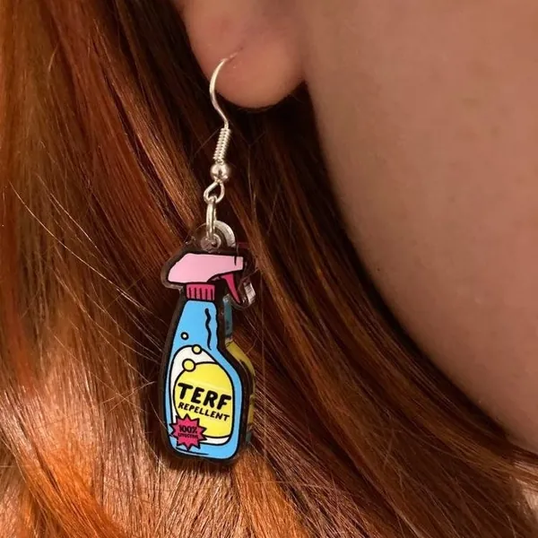 TERF Repellent Dangle Earrings | Queer Earrings | Trans Rights | Trans Ally Gifts | Intersectional Feminism Gift | Trans Women Are Women