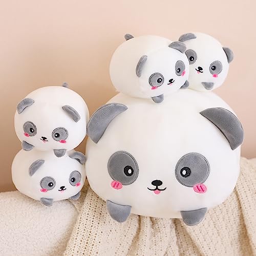 Docomila Panda Mommy Stuffed Animal Plush Toy with 4 Baby Panda Plushies in her Tummy, Cute Panda Plush Pillow Kawaii Cartoon Animal Hugging Toys Gifts for Kids Girls Boys - Panda - Mom With 4 Bibies