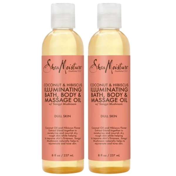 Shea Moisture Body Oil with Coconut & Hibiscus for Bath and Shower, Coconut Massage Oil & Coconut Body Oil, Shea Moisture Body Oil with Hibiscus Flower Extracts (2 Pack, 8 Oz Ea) - 8 Fl Oz (Pack of 2)