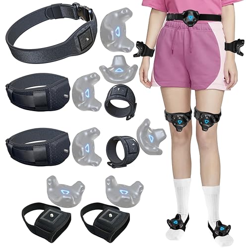 Skywin-VR Tracker Straps for HTC, Vive Tracker Straps, Adjustable Tracker Straps, VR Full Body Tracking, Tracking in Virtual Reality- 1 Waist Belt, 2 Feet, 2 Hand, 2 Leg Bundle (Trackers Not Incl)