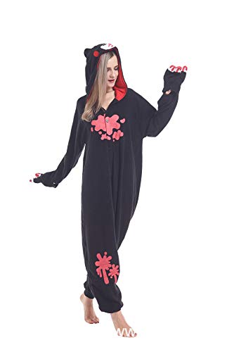 JNVarbeitet Animal Onesie Adult Unisex One Piece Pajamas Costume for Halloween Christmas Women Men - Black Gloomy Bear - X-Large