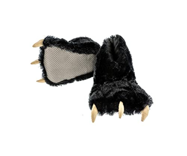 Lazy One Animal Paw Slippers for Kids and Adults, Fun Costume for Kids, Cozy Furry Slippers - Large - Black Bear Paw Slippers