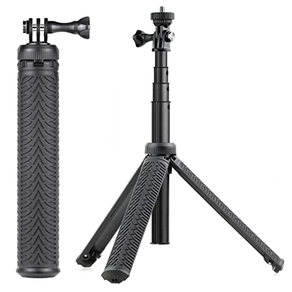 SOONSUN 3-in-1 Aluminum Telescoping Selfie Stick Waterproof Monopod Pole Handheld Grip Tripod Stand for GoPro Hero 11 10 9 8 7 6 5 4 3 2, Fusion, Max, Session, AKASO, SJCAM, DJI OSMO Action Camera