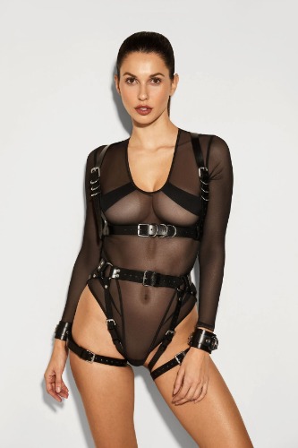 Marilyn Leather Bra & Garters Set | Default Title