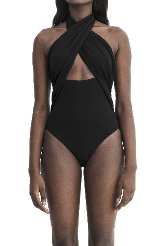 Cross Overwrap Bodysuit | Ink / M