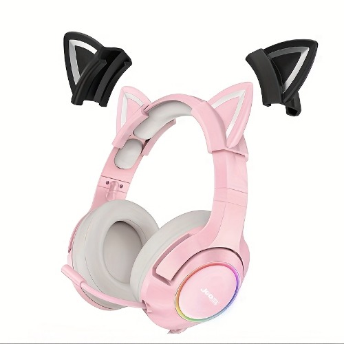 1 Pair Cat Ears For Headphones, Gamer Headphones Cat Ears Replacement For Razer/HyperX/Logitech/Astro Gaming Headset, Silicone Adjustable Straps Attachment Accessories For Girl, Best Gifts For Boyfriend