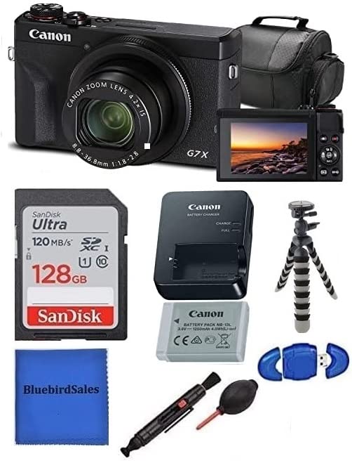 Canon PowerShot G7 X Mark III Digital Camera (Black) Pro Bundle + Camera Bag + Sandisk 128GB Memory Card + Flex Tripod + SD Card Reader + Cleaning Kit (Renewed)