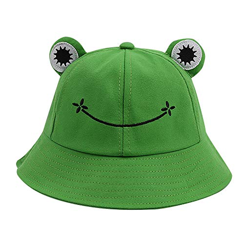 SHINEHUA Buckethut für Erwachsene, Frosch, Anglerhut, Sonnenhut, Faltbar Sommermütze aus Baumwolle, niedlicher Frosch-Hut für Damen Herren - Einheitsgröße - Erwachsene- B
