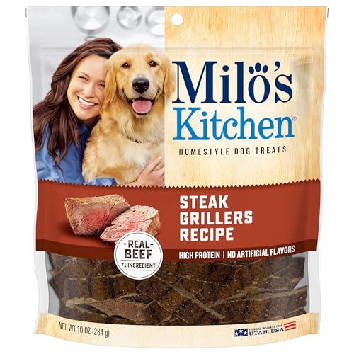 Milo's Kitchen Homestyle Dog Treats, Steak Grillers, 10 Ounce, High Protein, No Artifical Flavors - Steak Grillers - 10 Ounce (Pack of 1)