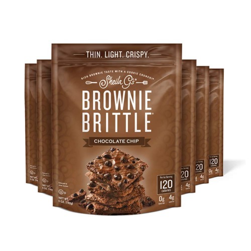 Sheila G's Brownie Brittle Low Calorie, Sweets & Treats Dessert, Healthy Chocolate, Thin Sweet Crispy Snack - Rich Brownie Taste with a Cookie Crunch - Original Chocolate Chip, 5 oz., Pack of 6 - Chocolate Chip