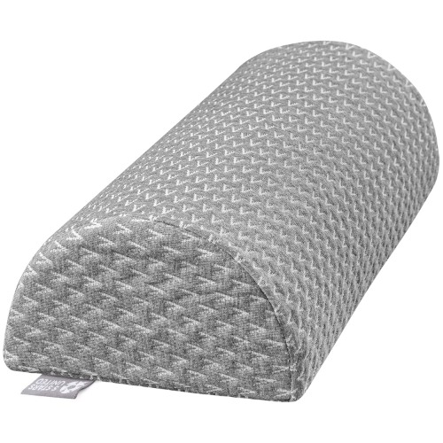 Half Moon Bolster Semi-Roll Pillow - Ankle and Knee Support - Leg Elevation - Back, Lumbar, Neck Pain Relief - Pad for Side and Stomach Sleepers - 20.4x7.8x4.3 inches - Grey